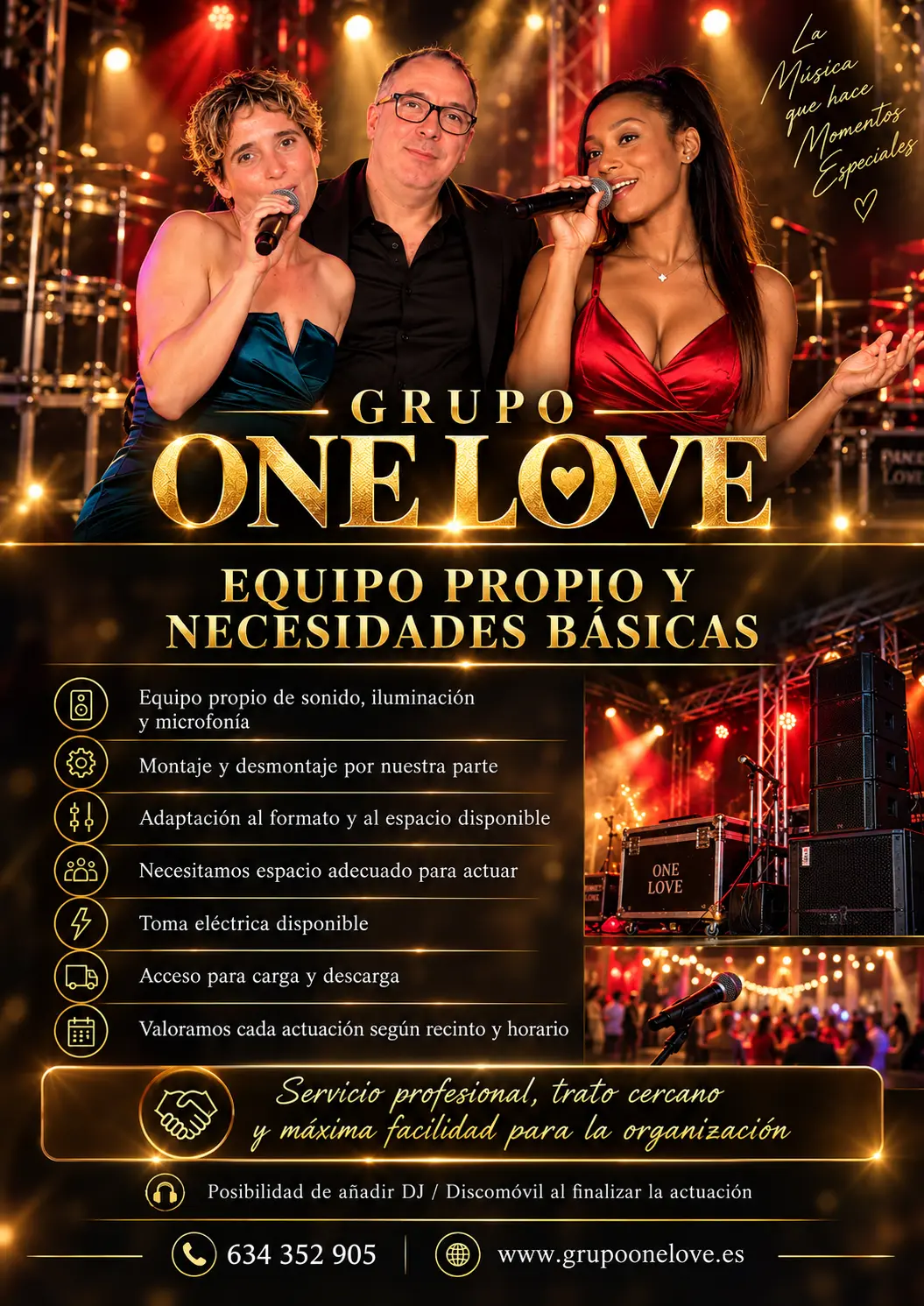 Equipo y necesidades técnicas de Grupo One Love